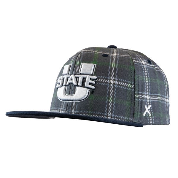 U-State Embroidered Tartan Flat Brim Cap